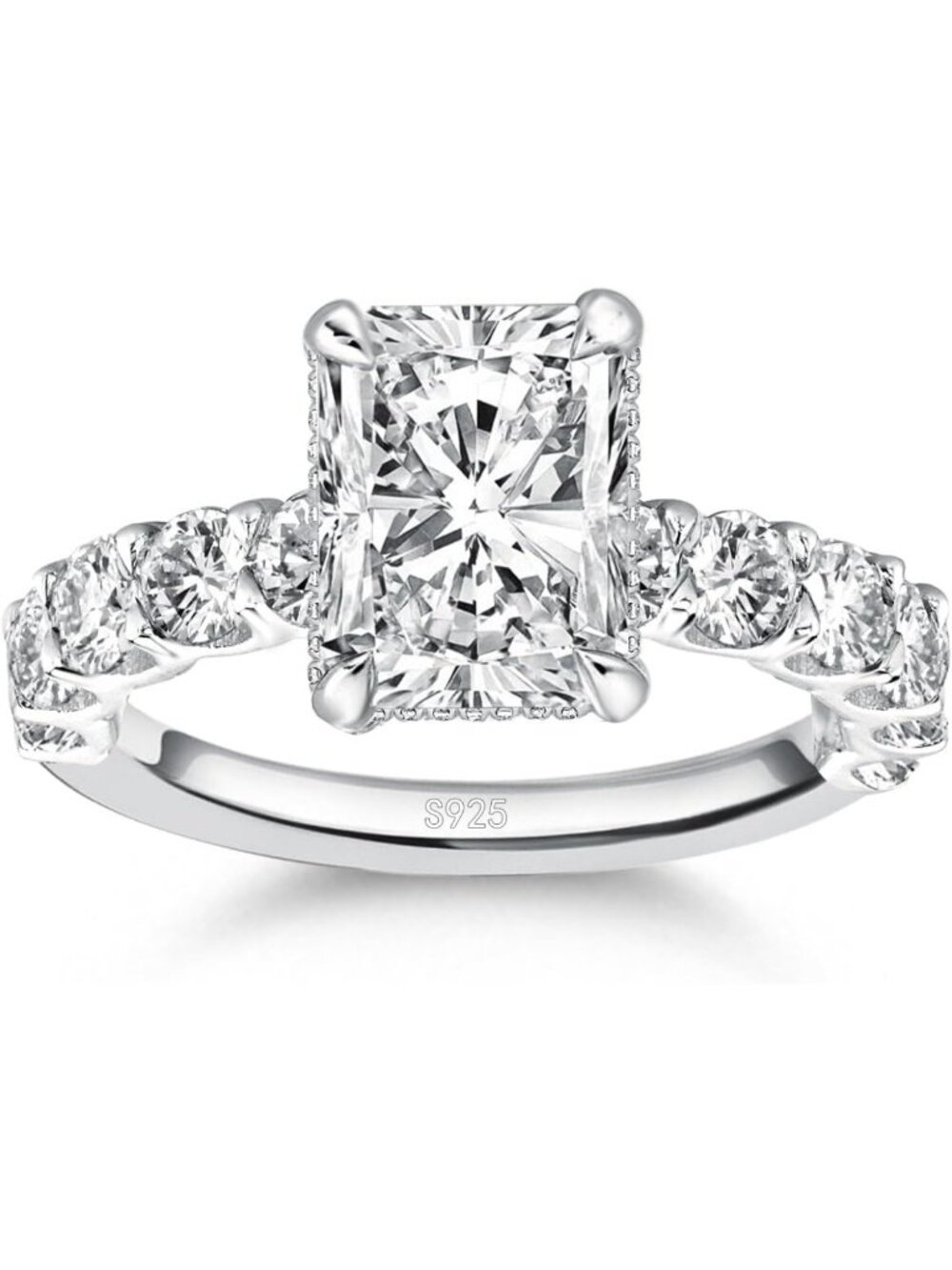 Stunning 3 Carat Radiant Cut Engagement Ring, S925 Silver, Cubic Zirconia